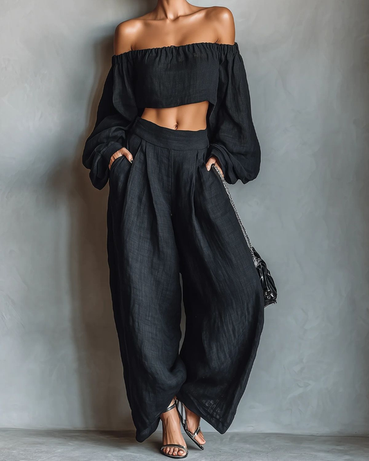 Tess™ | Set met blote schouders en brede broek