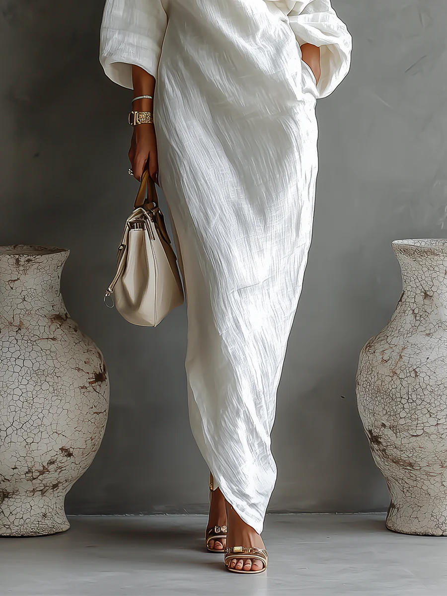 Elise™ | Elegante maxi-jurk met één schouder in het wit