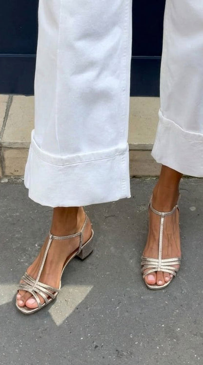 Van Elst Mode® | Gouden Sandalen Dagelijkse Elegantie