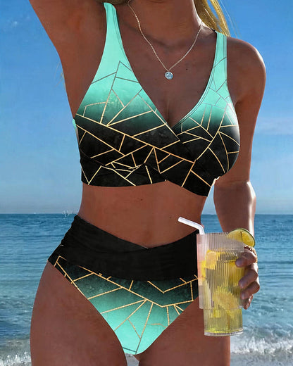 Gradient Geometric Line Bikini