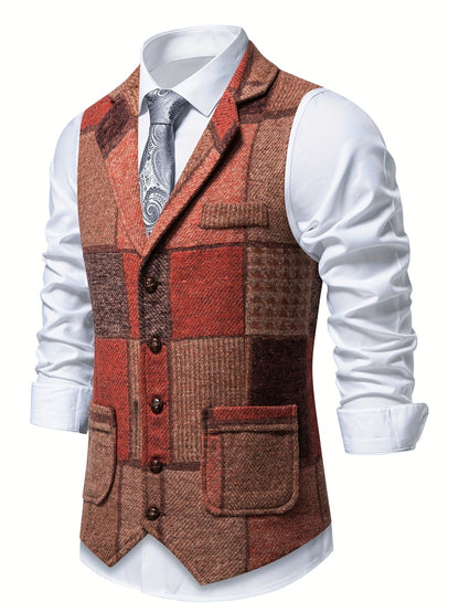 Van Elst Mode® | Tweedvest met visgraatpatroon voor heren