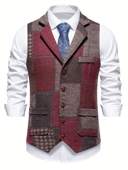 Van Elst Mode® | Tweedvest met visgraatpatroon voor heren