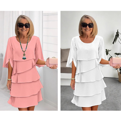 Van Elst Mode® | Elegante gelaagde jurk met ruchesmouwen voor dames