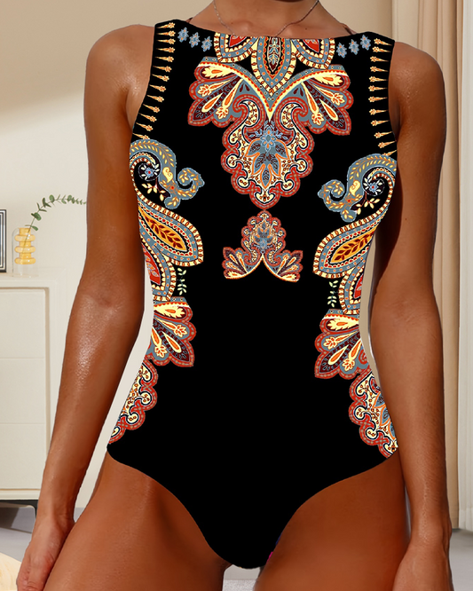 Paisley Mouwloze Eendelige Badpak