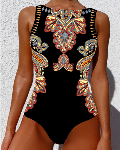Paisley Mouwloze Eendelige Badpak
