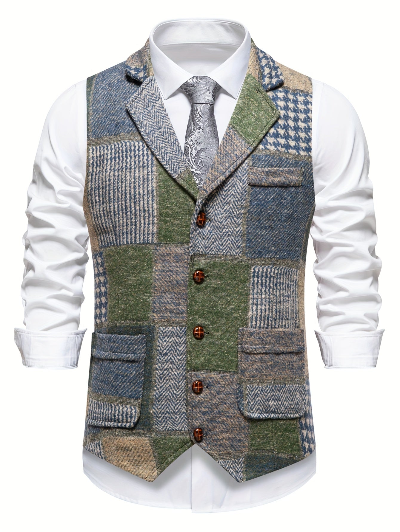 Van Elst Mode® | Tweedvest met visgraatpatroon voor heren