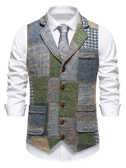 Van Elst Mode® | Tweedvest met visgraatpatroon voor heren