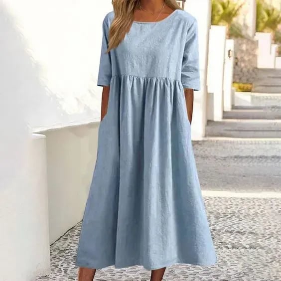 Van Elst Mode® | Elegante dames jurk met Ronde Hals