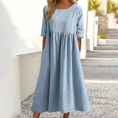 Van Elst Mode® | Elegante dames jurk met Ronde Hals