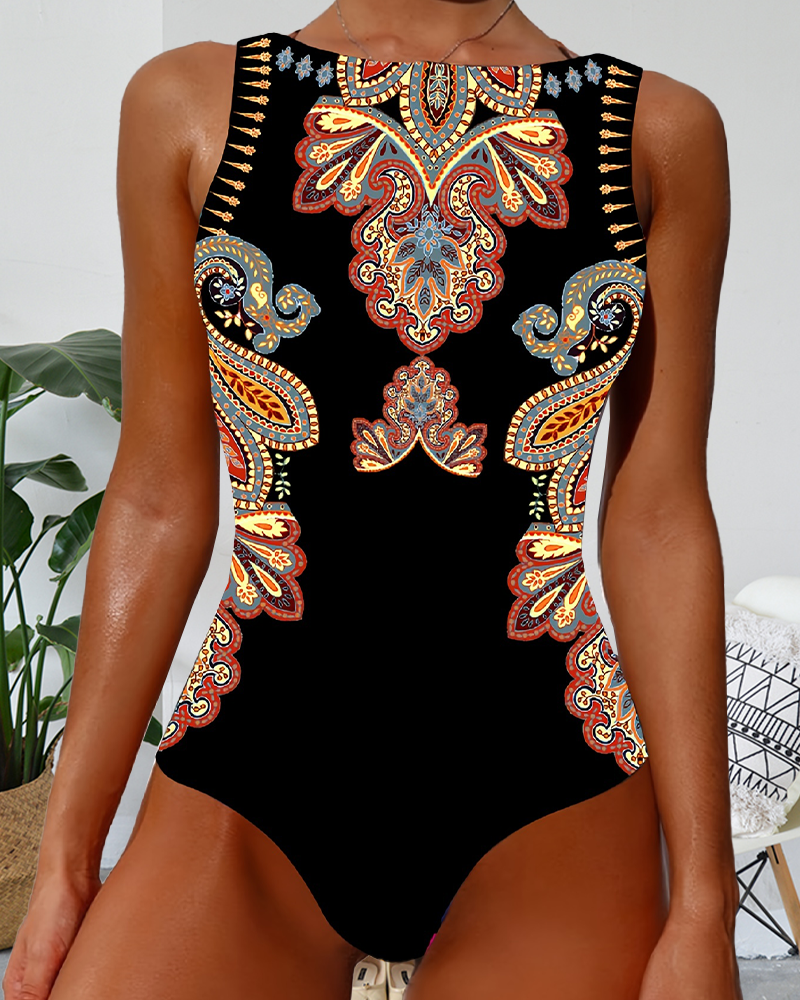 Paisley Mouwloze Eendelige Badpak