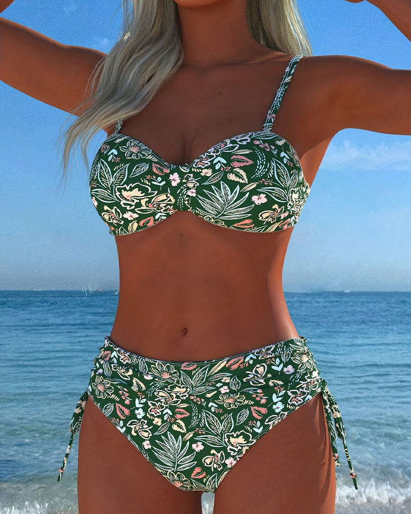 Bloemig Gescheiden String Bikini