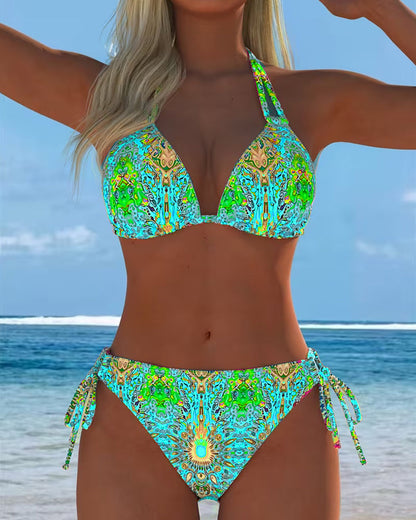 Gekleurde Halter Print Bikini
