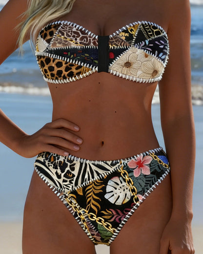 Kleurblok Bralette Bikini