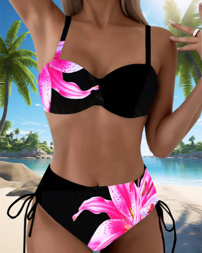 Driehoekige Tie Bloemenprint Bikini