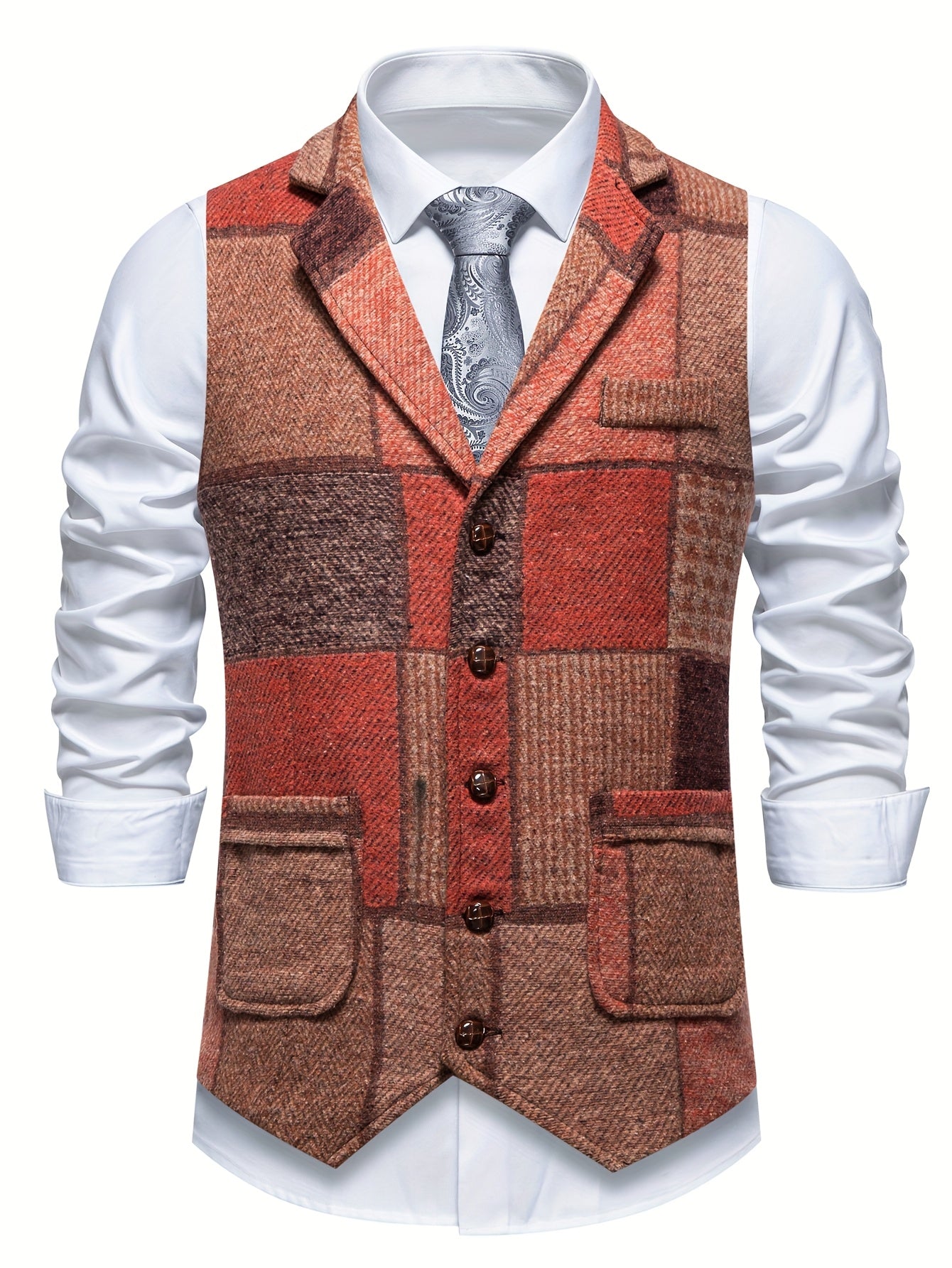 Van Elst Mode® | Tweedvest met visgraatpatroon voor heren