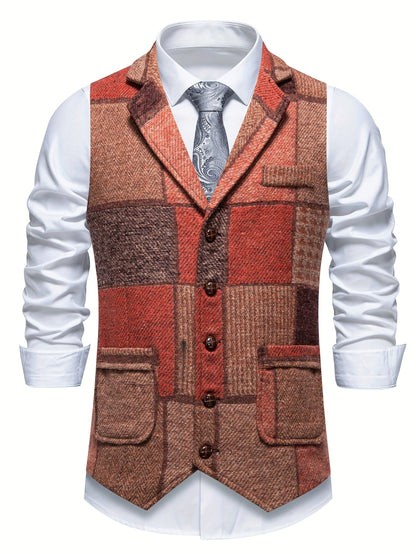 Van Elst Mode® | Tweedvest met visgraatpatroon voor heren