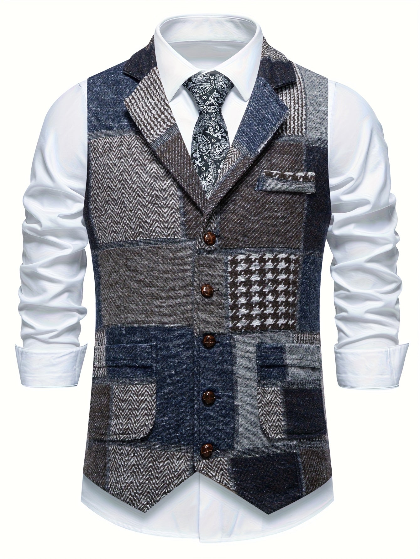 Van Elst Mode® | Tweedvest met visgraatpatroon voor heren