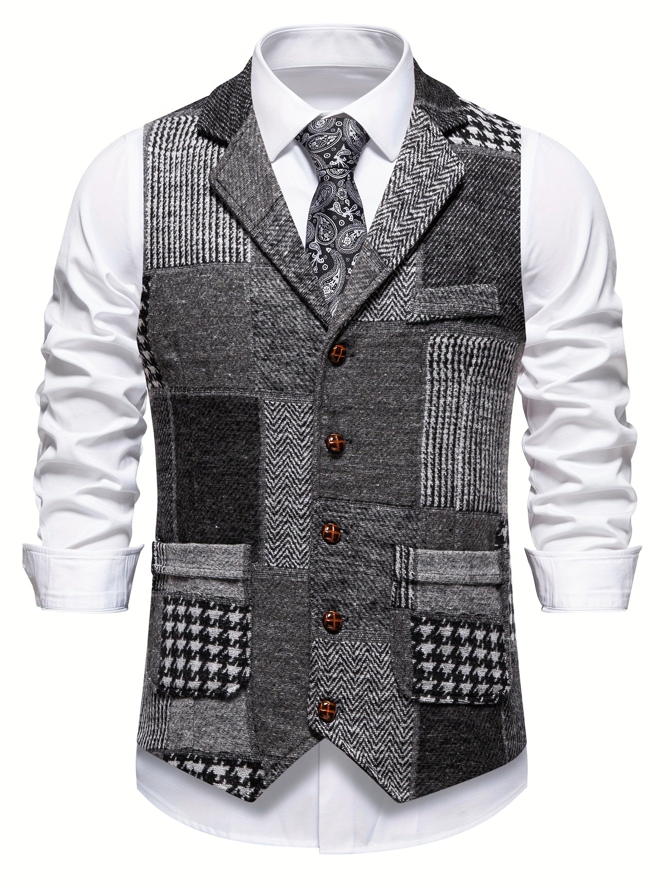 Van Elst Mode® | Tweedvest met visgraatpatroon voor heren