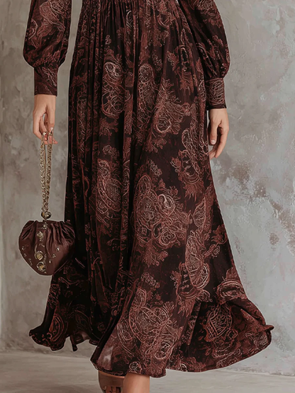 Ariane™ | Maxijurk met paisleyprint en tailleaccent