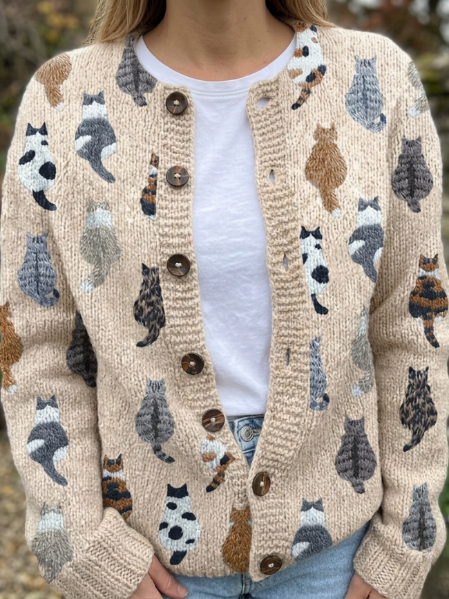 Van Elst Mode® | De Kattenprint Cardigan