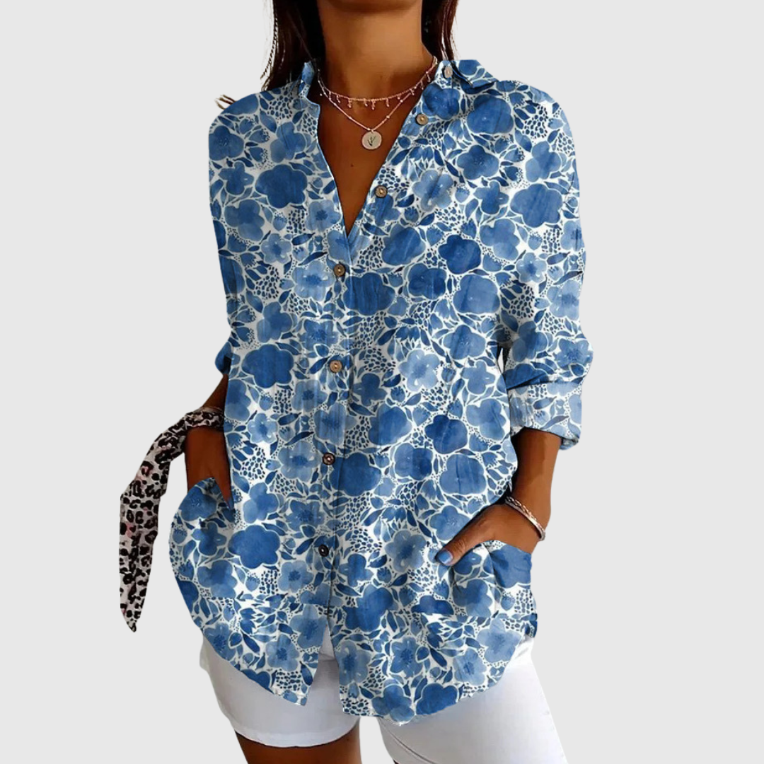 Van Elst Mode® | Katrine elegante bloemenblouse met knopen