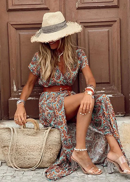 Van Elst Mode® | Luchtige boho maxi-jurk met bijpassende riem