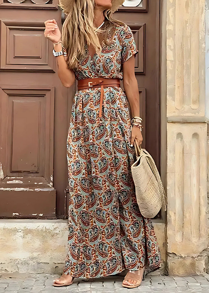 Van Elst Mode® | Luchtige boho maxi-jurk met bijpassende riem