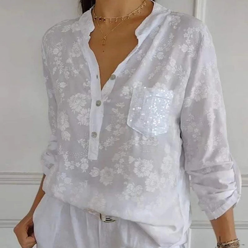Van Elst Mode® | LANGERMIGE BLOEMENBLOUSE