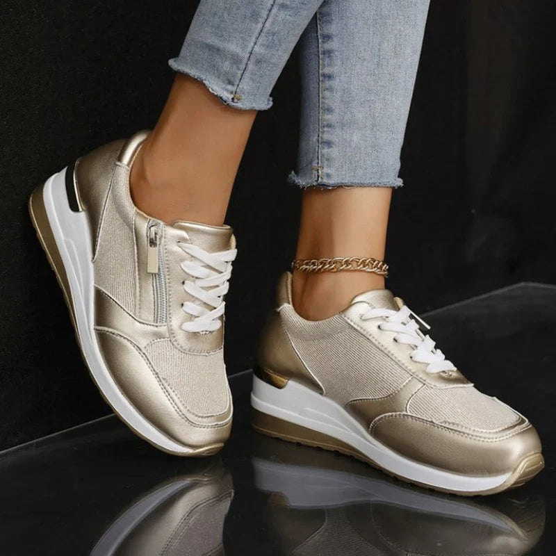 Van Elst Mode® | Orthopedische sneakers met veters en een zijrits voor dames