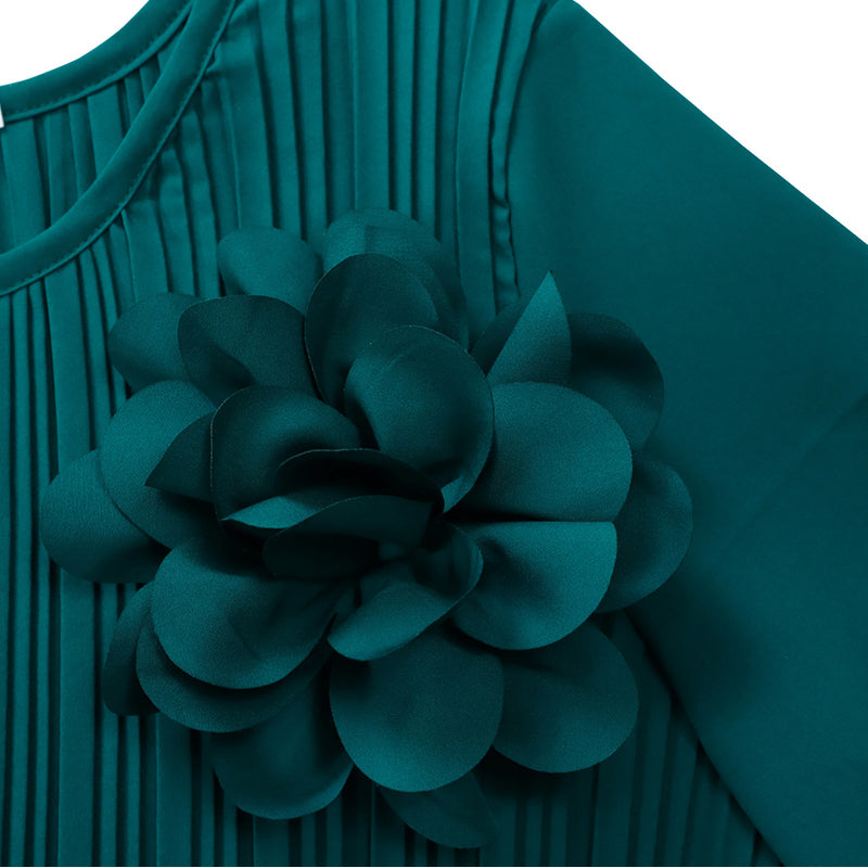 Van Elst Mode® | Dames 3/4 Mouw Plissé Midi Jurk met Riem