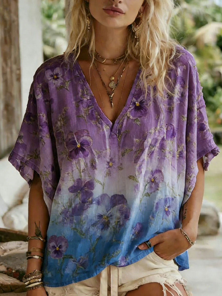 Vrouwen casual T-shirt met bloemenprint