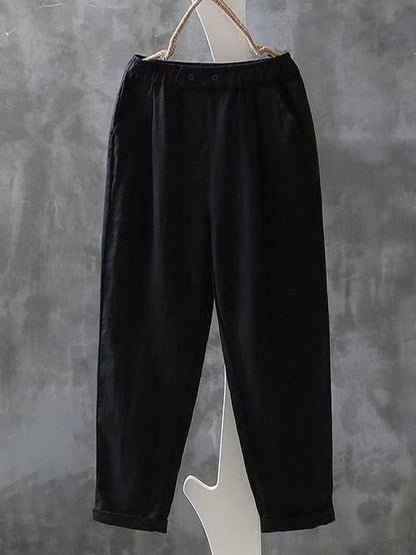 Vintage Simple Linnen Broek Dames