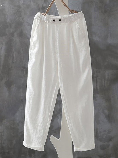 Vintage Simple Linnen Broek Dames