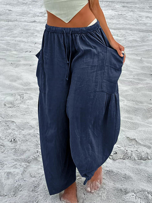 Effen linnen broek voor dames