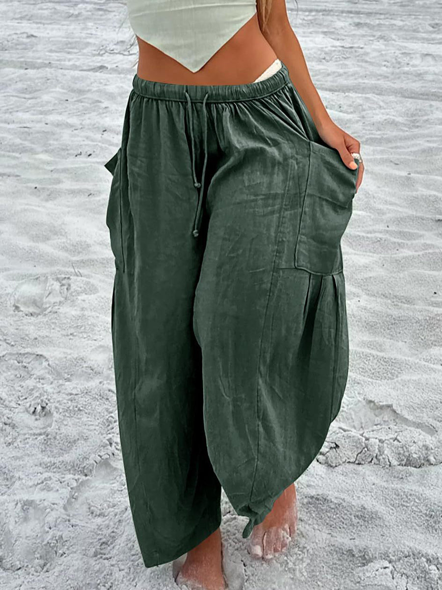Effen linnen broek voor dames