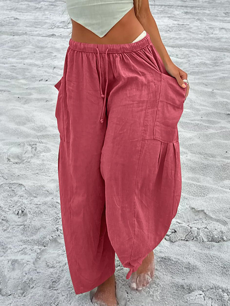 Effen linnen broek voor dames