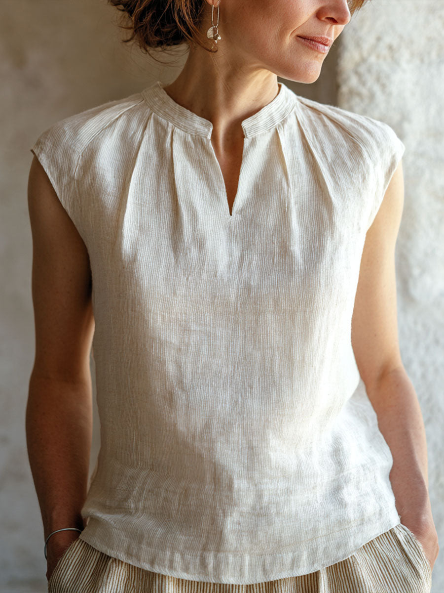 Effen linnen blouse voor dames