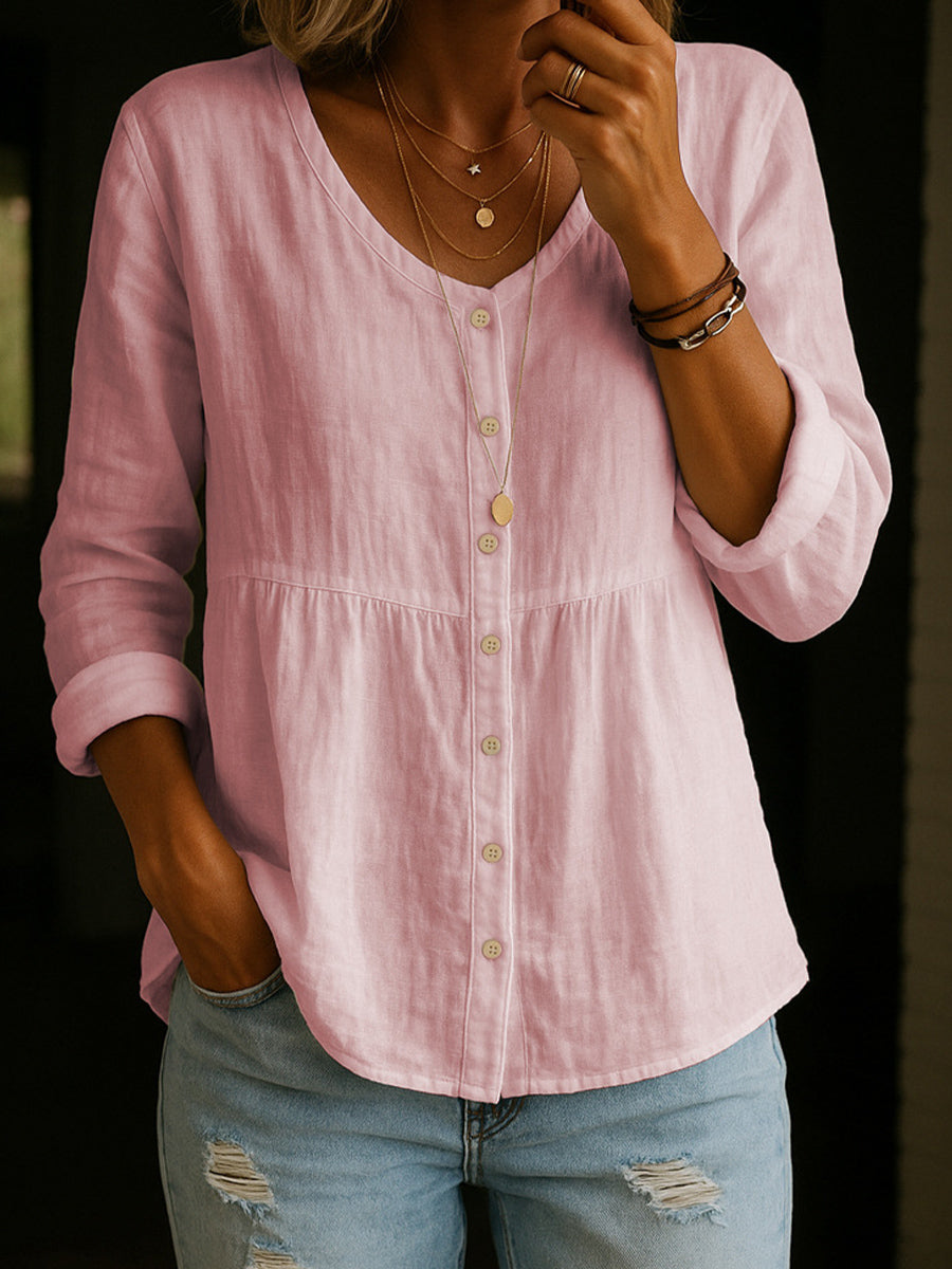Effen linnen blouse voor dames