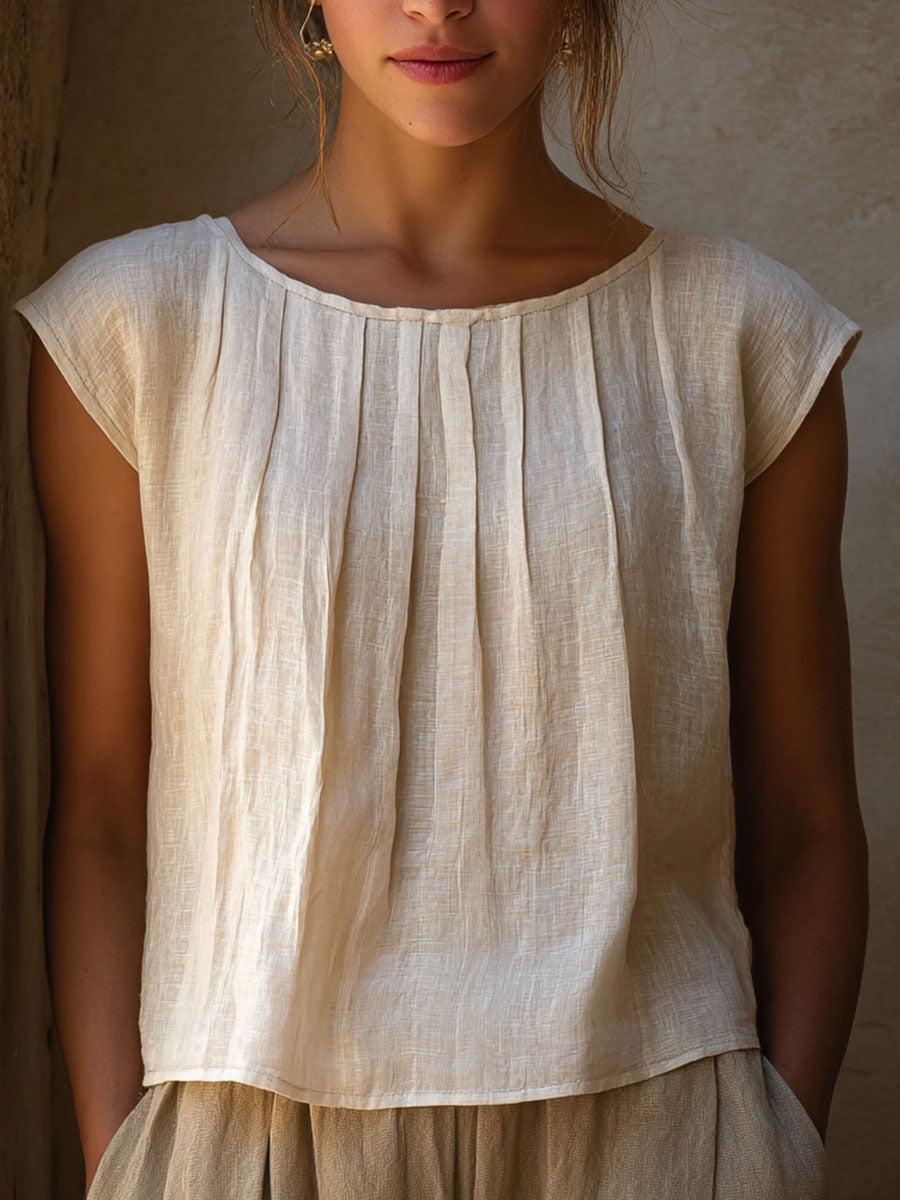 Effen linnen blouse voor dames