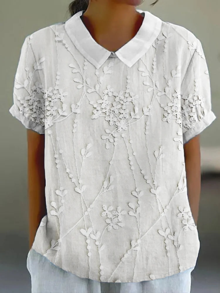 Elegante geborduurde linnen blouse voor dames