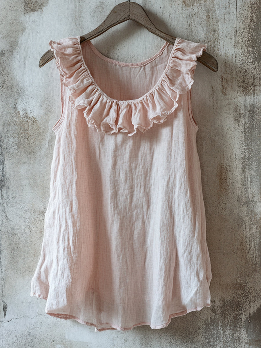 Elegante linnen blouse met volant voor dames