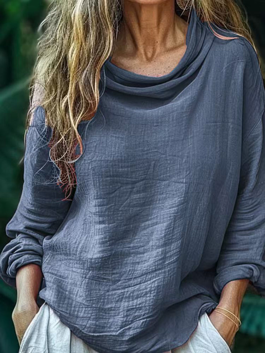 Eenvoudige vintage linnen blouse voor vrouwen