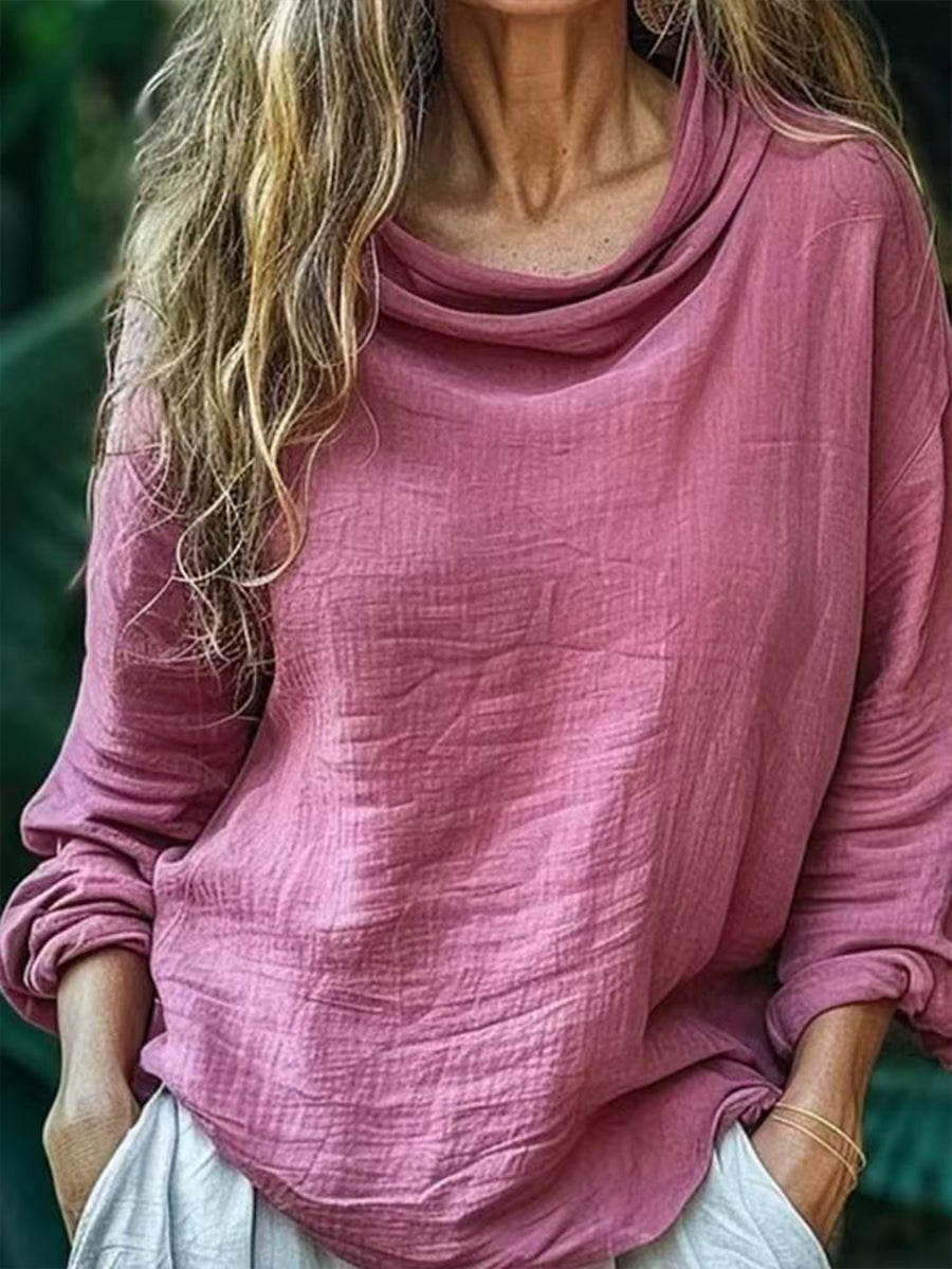 Eenvoudige vintage linnen blouse voor vrouwen