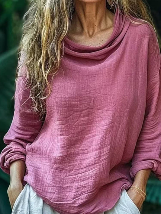 Eenvoudige vintage linnen blouse voor vrouwen