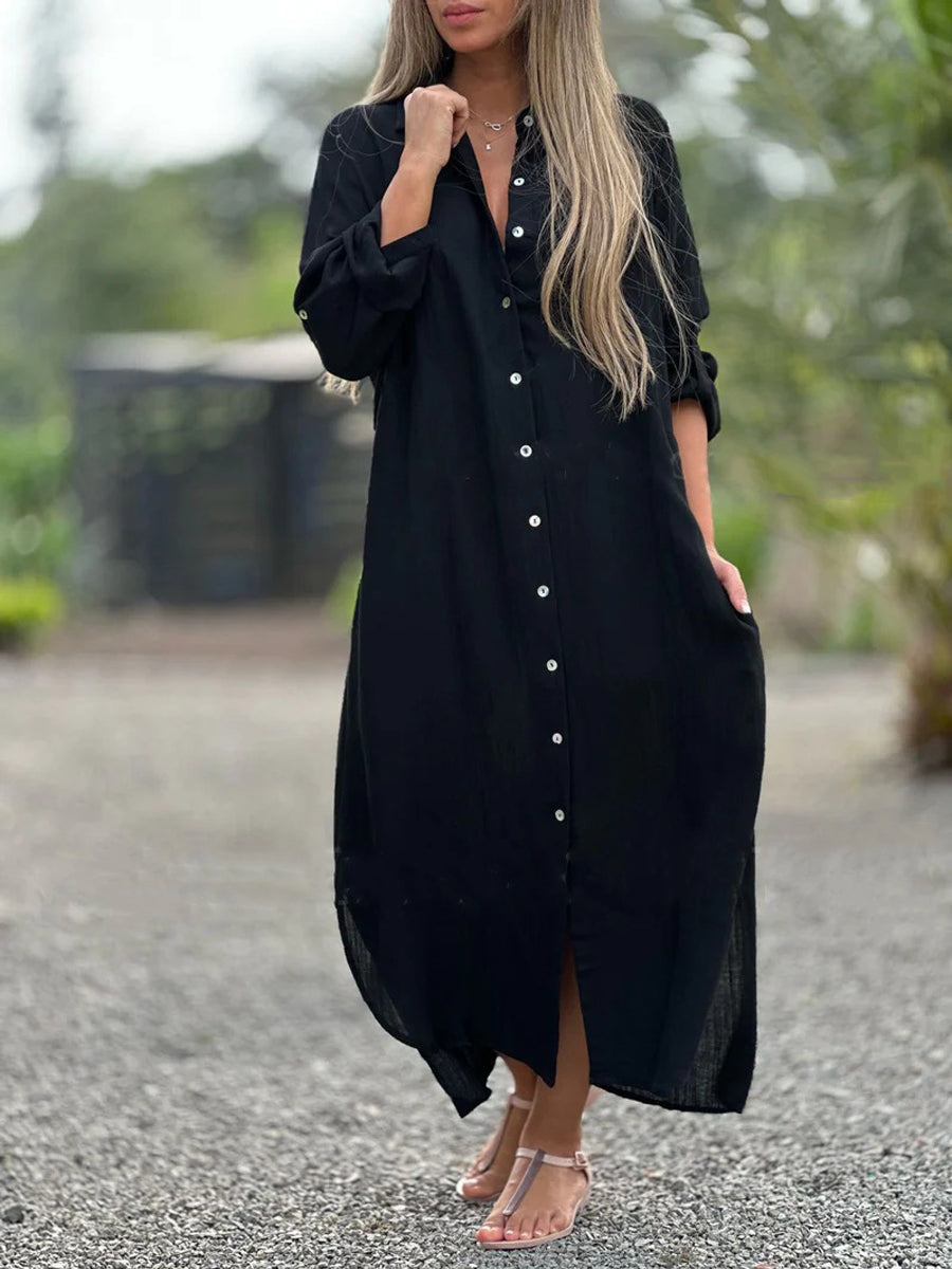 Effen casual lange shirtjurk voor vrouwen