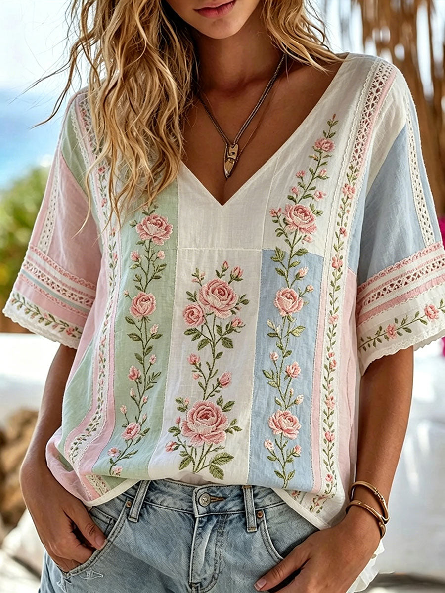 Casual T-shirt met bloemenprint voor vrouwen